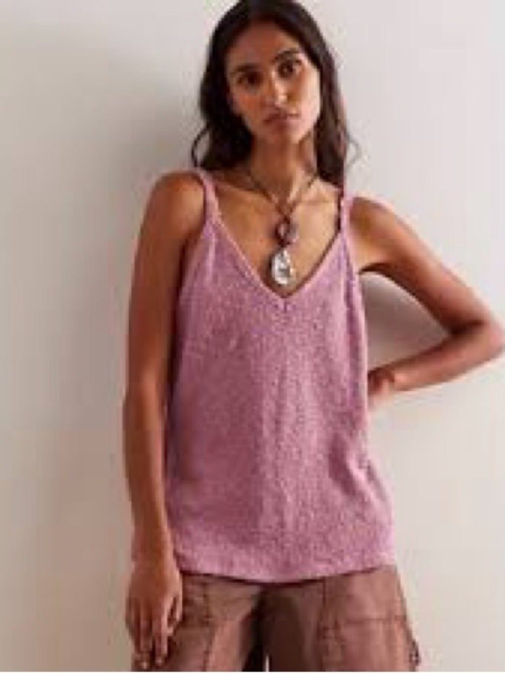 NWT Free People V-Neck Knit Cami Tank Top - Pink